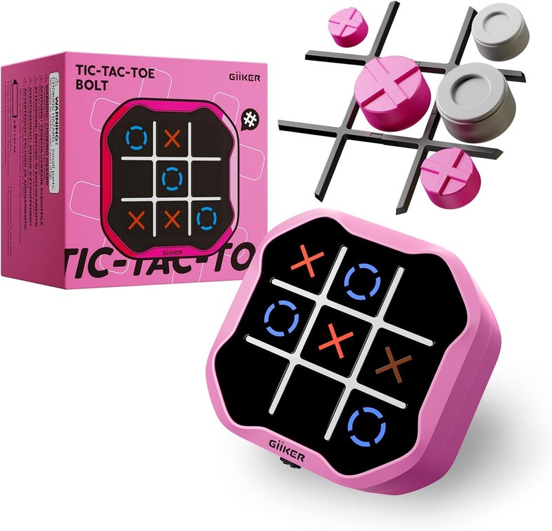 Giiker Tic Tac Toe Bolt Game, Original 3-in-1 Handheld Games, Portable Travel Games for Car Ride, Toys Gift Idea for Kids and Adults, Stocking Stuffers Birthday Gifts for Boys Girls - Pink - Image 1
